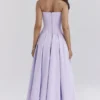 Lady Orchid Twill Strapless Tulle Midi Dress