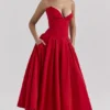 Lady Scarlet Strapless Midi Dress