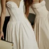 Lady White Strapless Midi Dress