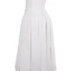Lady White Strapless Midi Dress