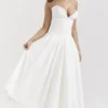 Lady White Strapless Midi Dress