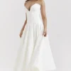 Lady White Strapless Midi Dress