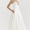 Lady White Strapless Midi Dress