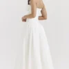 Lady White Strapless Midi Dress