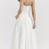 Lady White Strapless Midi Dress