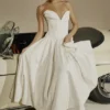 Lady White Strapless Midi Dress
