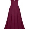 Lady Wine Strapless Midi Dress