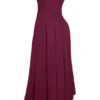 Lady Wine Strapless Midi Dress