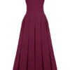 Lady Wine Strapless Midi Dress