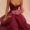Lady Wine Strapless Midi Dress