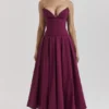 Lady Wine Strapless Midi Dress