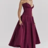 Lady Wine Strapless Midi Dress