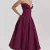 Lady Wine Strapless Midi Dress