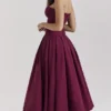 Lady Wine Strapless Midi Dress