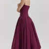 Lady Wine Strapless Midi Dress