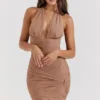 Laetitia Hazelnut Gathered Mini Dress