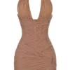 Laetitia Hazelnut Gathered Mini Dress