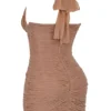 Laetitia Hazelnut Gathered Mini Dress