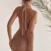 Laetitia Hazelnut Gathered Mini Dress