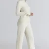 Lara Ivory Merino Wool Ribbed Knit Trousers