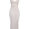 Laria Ecru Vegan Leather Maxi Dress