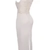 Laria Ecru Vegan Leather Maxi Dress