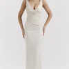 Laria Ecru Vegan Leather Maxi Dress