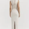 Laria Ecru Vegan Leather Maxi Dress