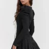 Larisa Black & Cream Pleated Mini Dress