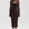 Larra Bitter Chocolate Lace Corset Midi Dress & Bolero