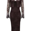 Larra Bitter Chocolate Lace Corset Midi Dress & Bolero