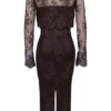 Larra Bitter Chocolate Lace Corset Midi Dress & Bolero