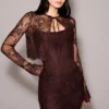 Larra Bitter Chocolate Lace Corset Midi Dress & Bolero