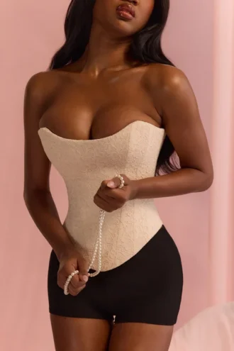 Larra Vintage Ivory Strapless Lace Corset Top