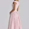Lauren Pink Cotton Broderie Anglaise Boat Neck Maxi Dress