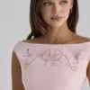 Lauren Pink Cotton Broderie Anglaise Boat Neck Maxi Dress