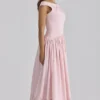 Lauren Pink Cotton Broderie Anglaise Boat Neck Maxi Dress