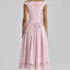 Lauren Pink Cotton Broderie Anglaise Boat Neck Maxi Dress