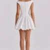 Lauren White Cotton Broderie Anglaise Boat Neck Mini Dress