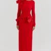 Lavele Red Bow Maxi Dress