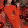 Lavele Red Bow Maxi Dress