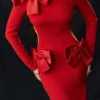 Lavele Red Bow Maxi Dress