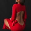 Lavele Red Bow Maxi Dress