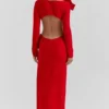 Lavele Red Bow Maxi Dress