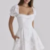 Lavina White Custom Lace + Cotton Broderie Anglaise Mini Dress