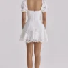 Lavina White Custom Lace + Cotton Broderie Anglaise Mini Dress