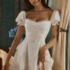 Lavina White Custom Lace + Cotton Broderie Anglaise Mini Dress