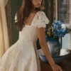 Lavina White Custom Lace + Cotton Broderie Anglaise Mini Dress