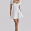 Lavina White Custom Lace + Cotton Broderie Anglaise Mini Dress
