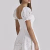 Lavina White Custom Lace + Cotton Broderie Anglaise Mini Dress